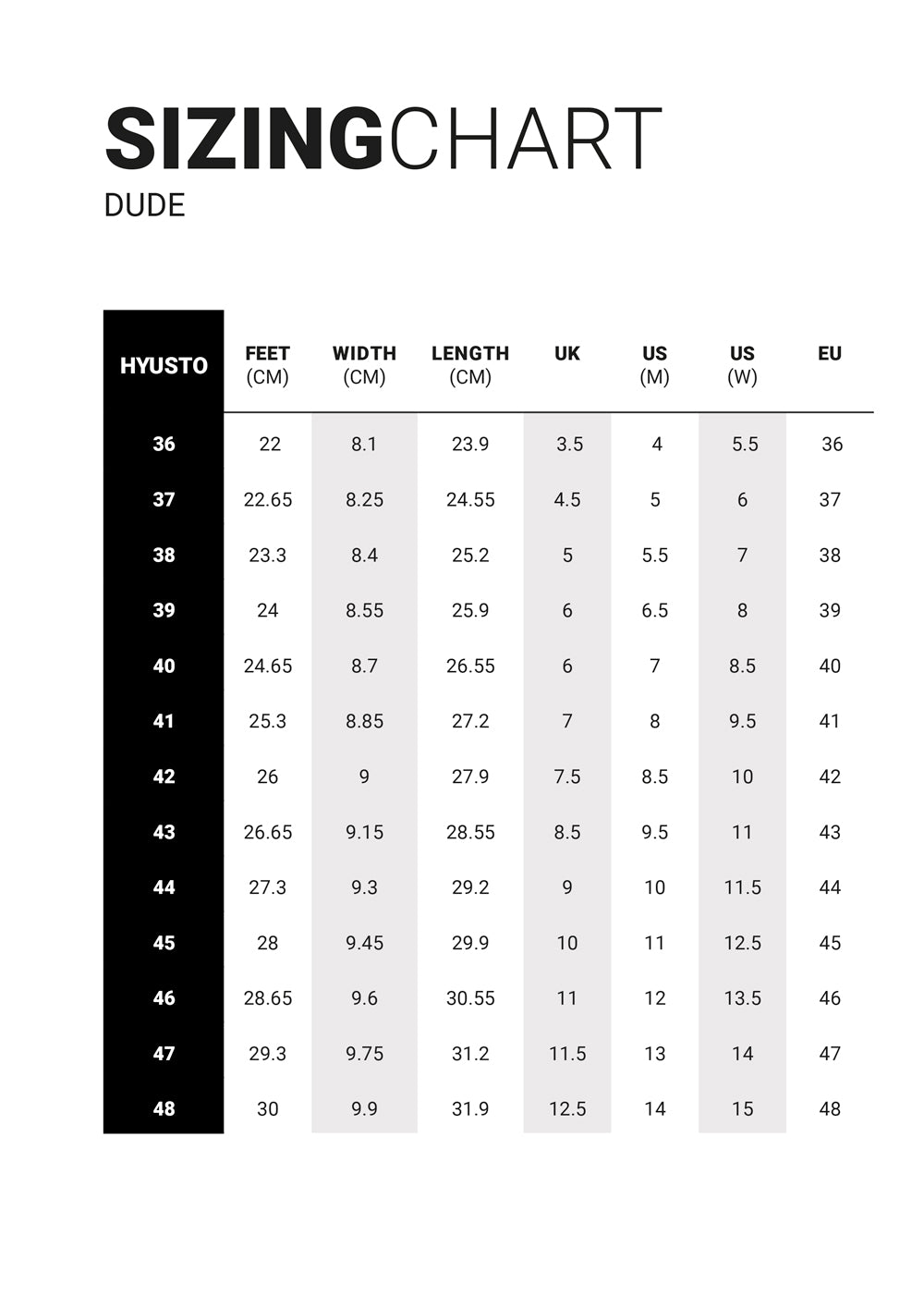 size guide