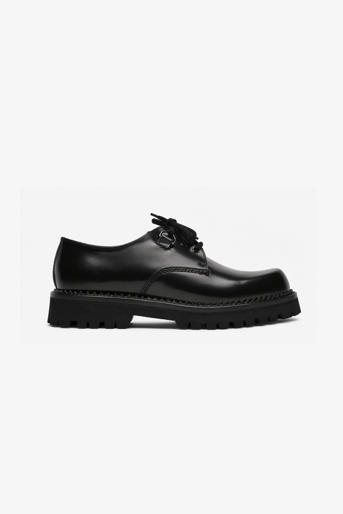 Curtis black leather derby shoe, side view