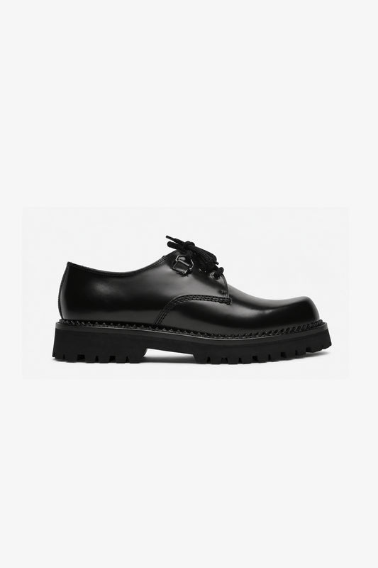 Curtis black leather derby shoe, side view