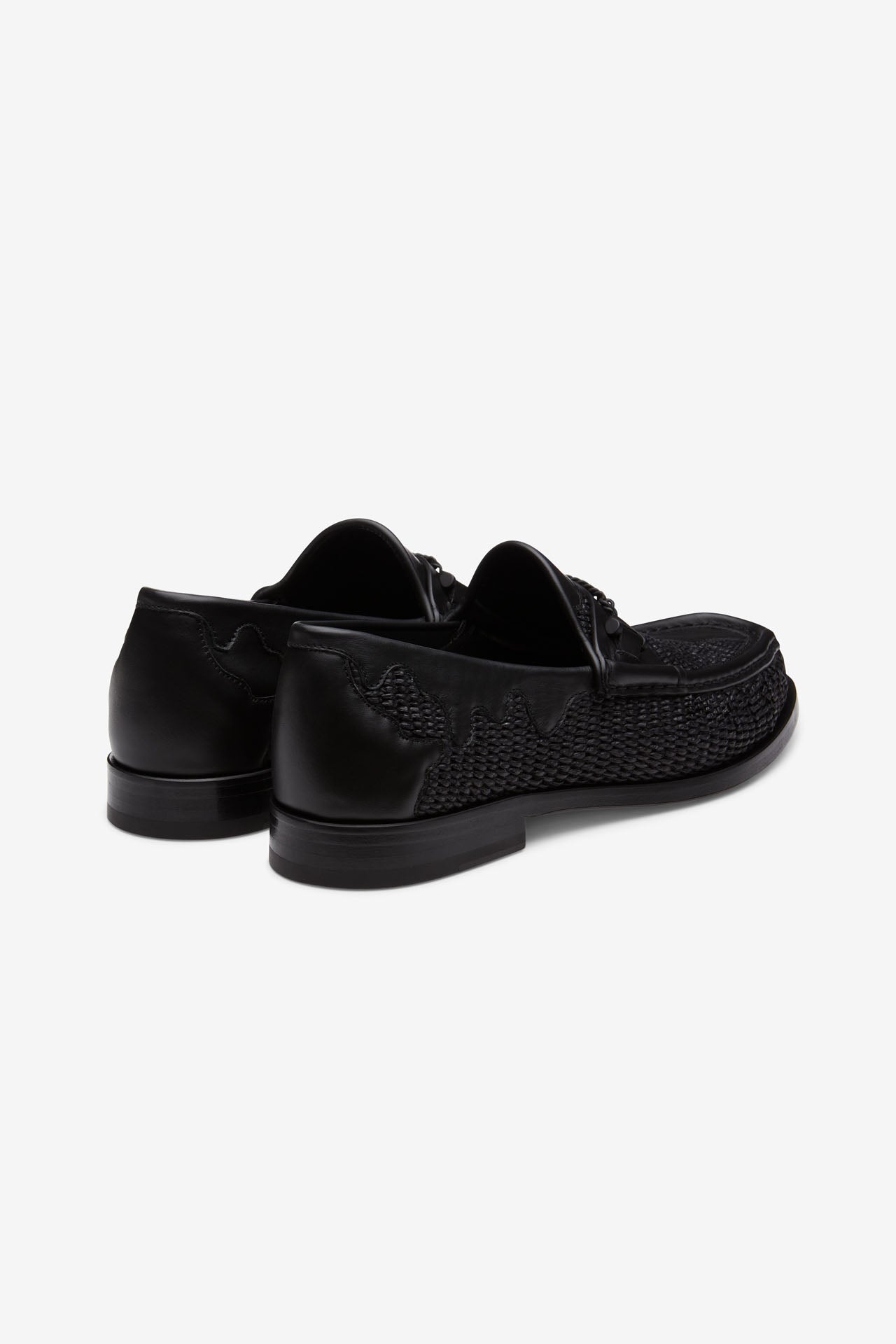 Mick Moccasin Rafia Leather Black